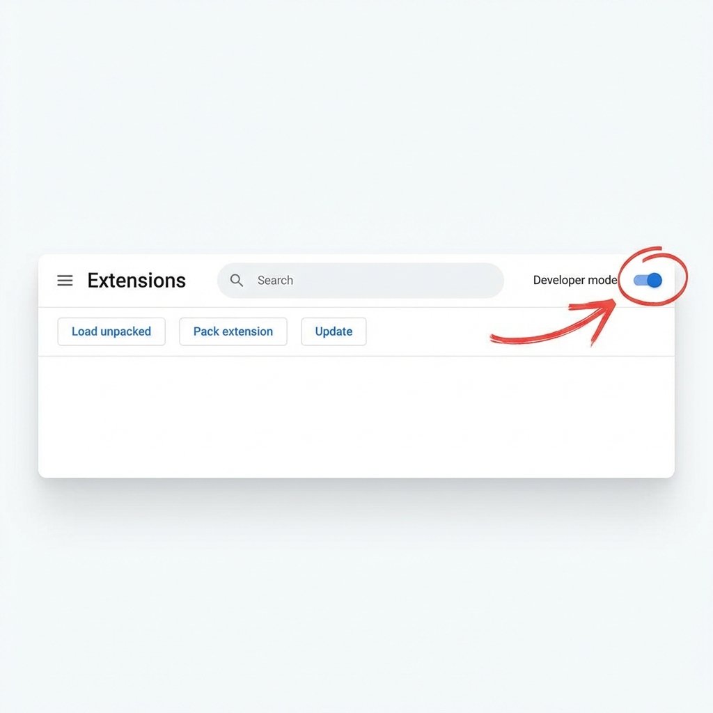 Developer mode toggle turned ON with red arrow